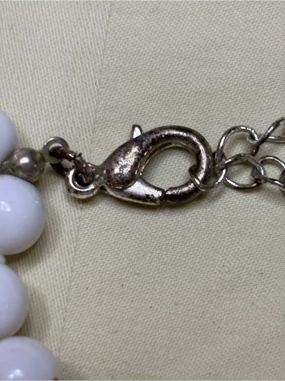 Double-Strand White Graduated Bead Statement Necklace - Silver Tone Clasp